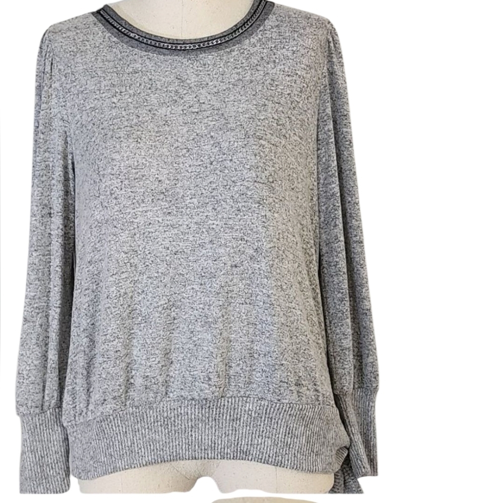 I.N. STUDIO SUPER SOFT SWEATSHIRT W/DESIGNER COLLAR F4038